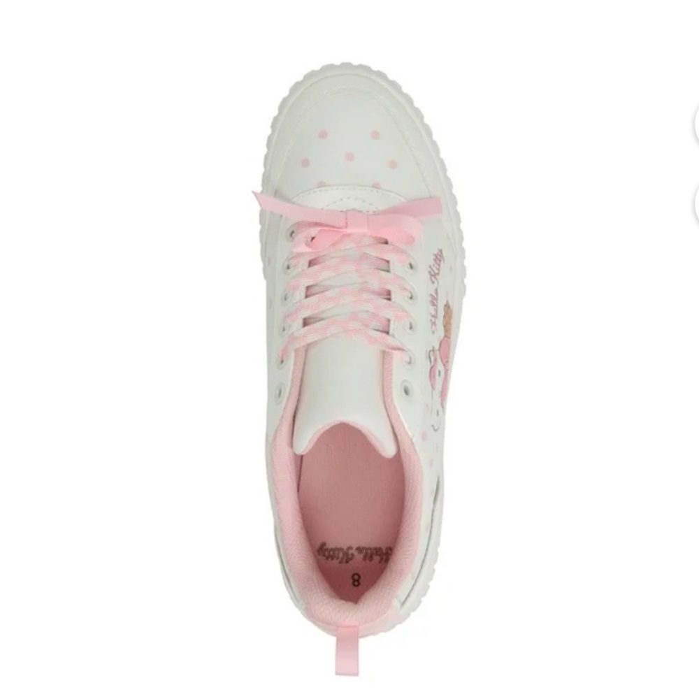 Hello Kitty White Pink Polka Dot Sneakers with Bow Graphic - Picture 6 of 6